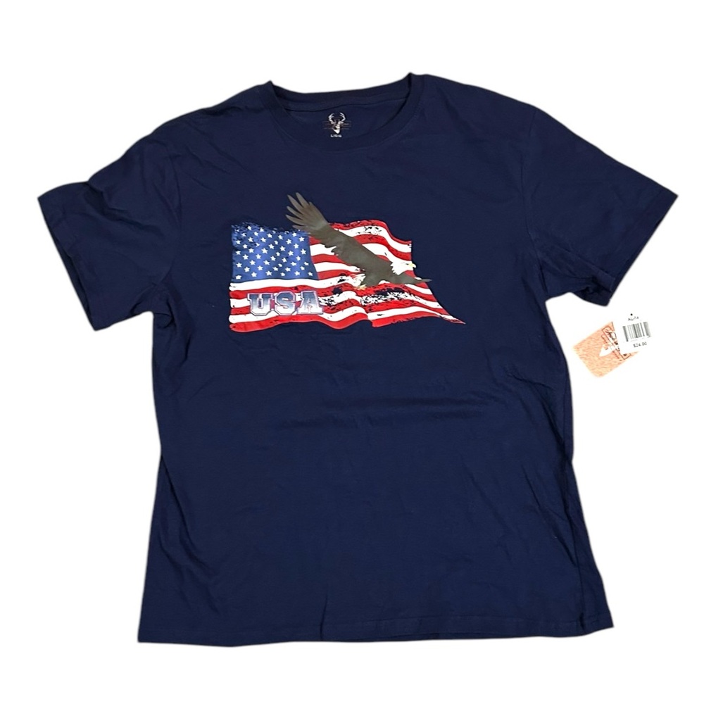 NWT American Legends T-Shirt Navy Men’s Large American Flag Eagle Patriotic New
